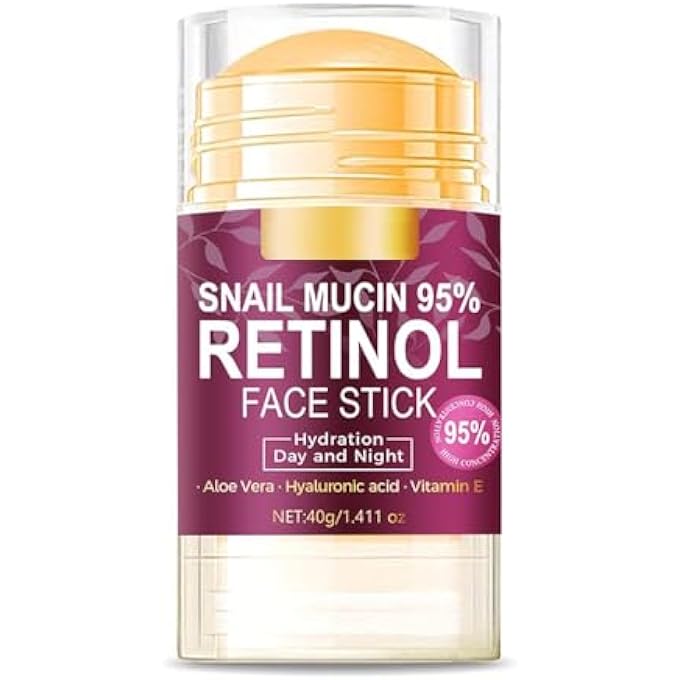 SWIUKPHE RETINOL FACE STICK, SNAIL MUCIN FACE MOISTURIZER WITH RETINOL DAY NIGHT LIFTING FIRMING FACIAL MOISTURIZER NOURISHING REPAIR CREAM FOR ALL SKIN TYPES (40G) - Image 1